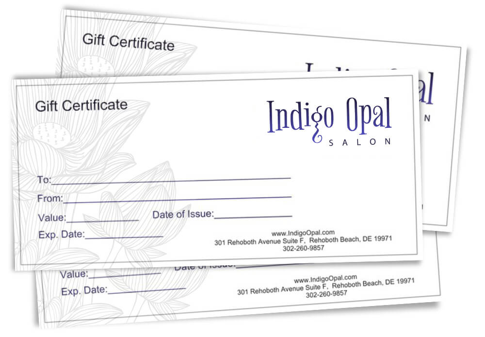 Gift Certificates from Indigo Opal Salon in Rehoboth Beach, Delaware